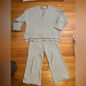 Free People Hailee Sweater Set in Salt Water Khaki, both size small